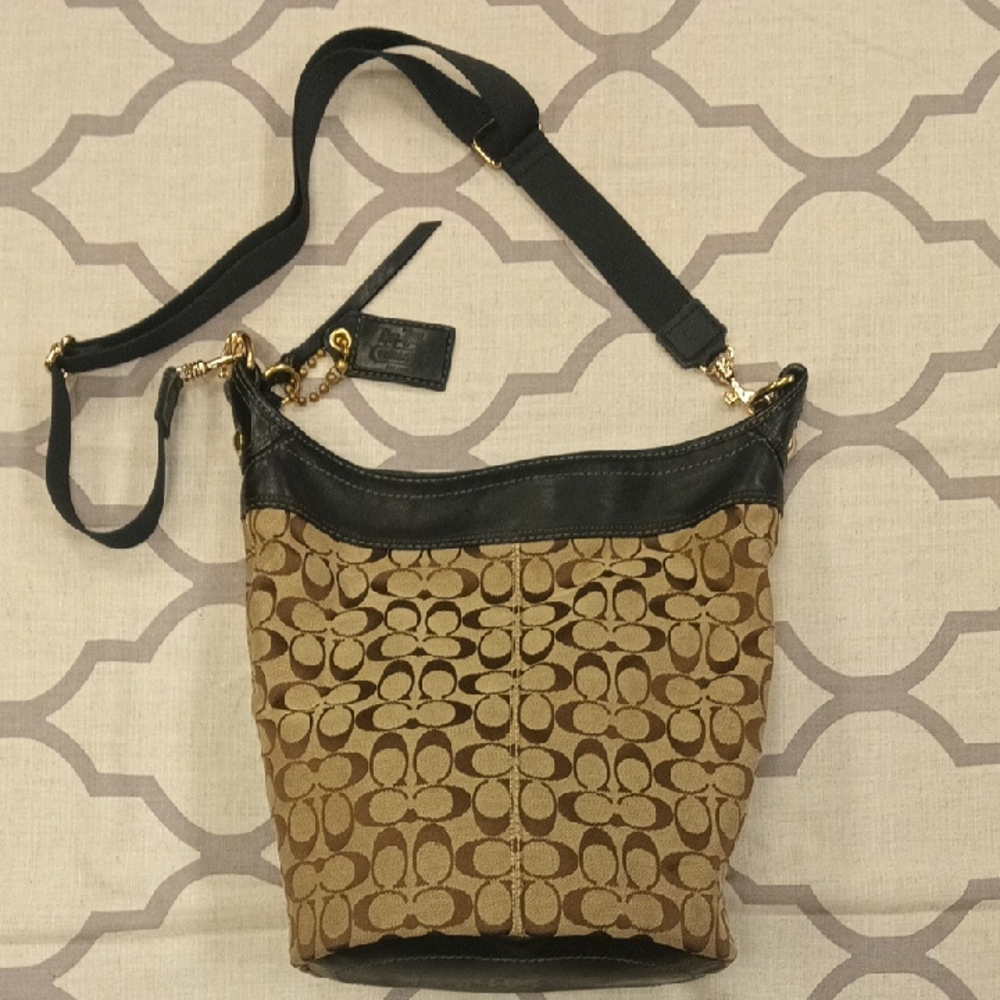Coach Tan and Black Crossbody Bag